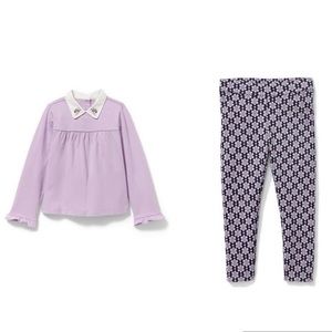 Janie and Jack Lilac, Navy Blouse and Pant Set